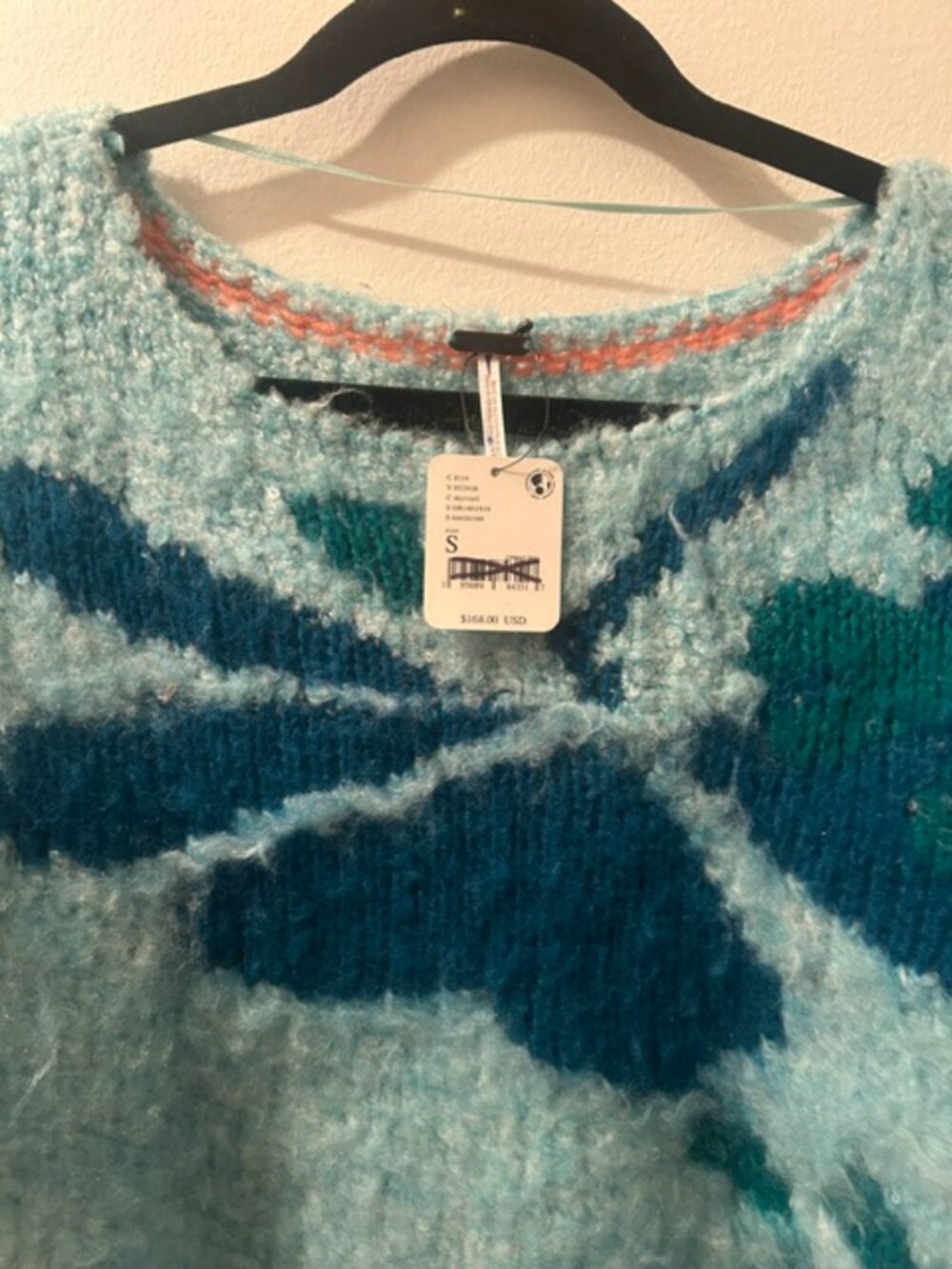 Free People Lily Pullover Fuzzy Soft Pull On Sweater in the Mosaic Sky Combo NWT - Picture 6 of 16